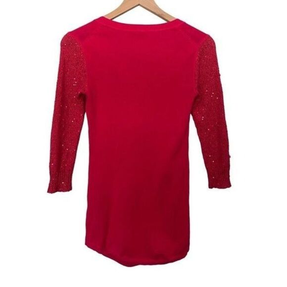 AX Armani Exchange XS Extra Small Pink Sweater Sequin Logo & 3/4 Sleevees - Picture 6 of 10